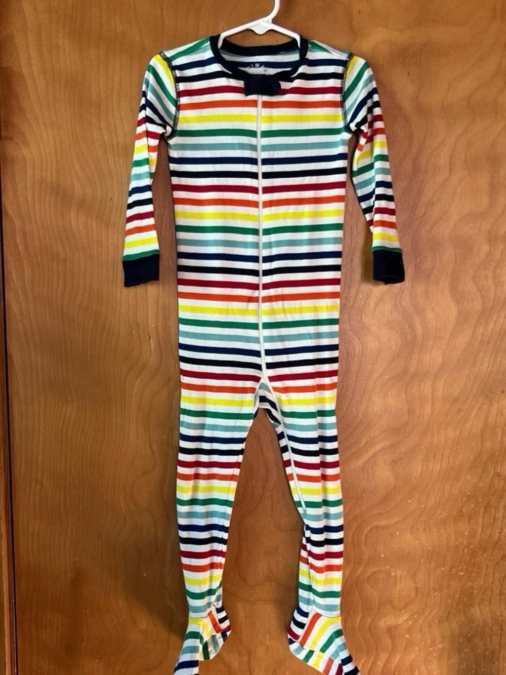 Primark Rainbow Stripe Footed One-Piece Pajamas - size 3t